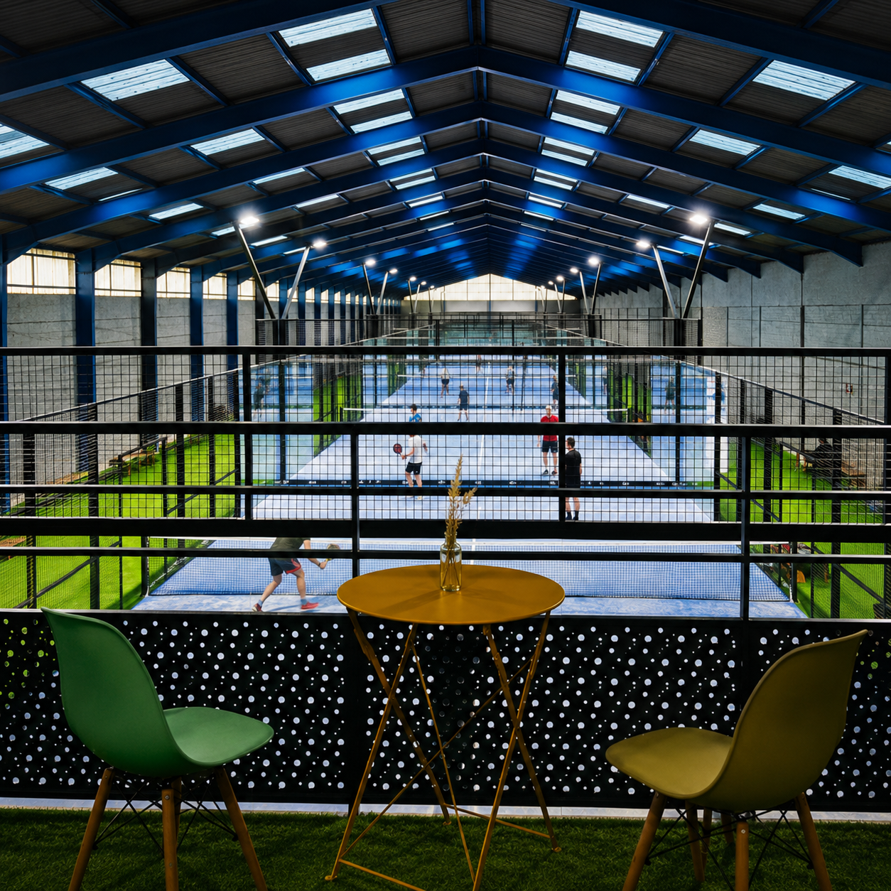 Vue intérieure des pistes de padel du club